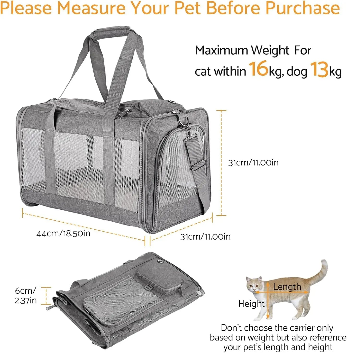 Airline Approved Pet Carrier Cats Dogs Soft Travel Bag - Get Outside Today 25