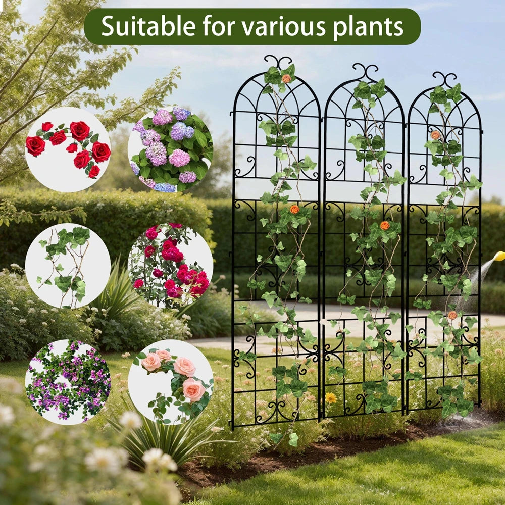 Three Pack Tall Metal Garden Trellis For Climbing Plants And Vines - Get Outside Today 25
