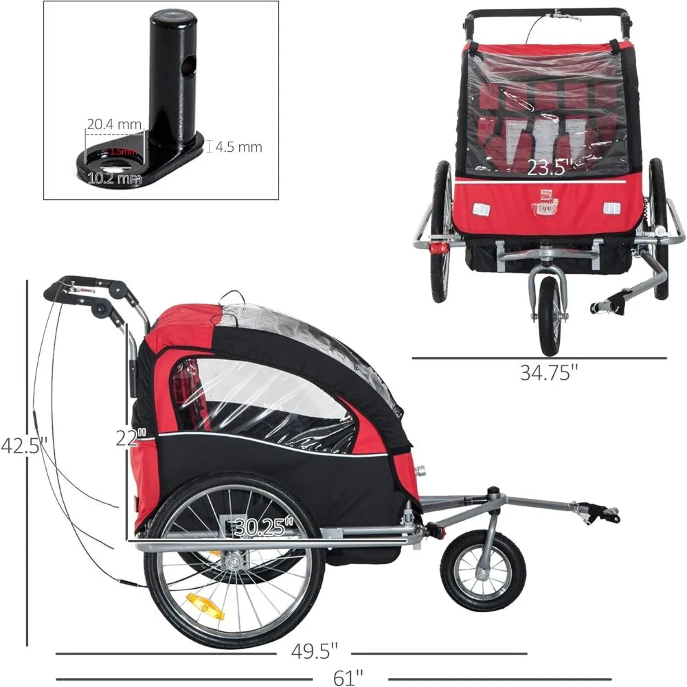 Elite 360 Swivel Bike Trailer for Kids Double Child Two Wheel Bicycle Cargo Trailer with Two Security Harnesses