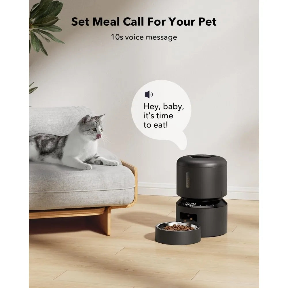 Automatic Cat Feeder and Dog Food Dispenser with Freshness Preservation Timed Pet Feeders for Dry Food Dual Power Supply