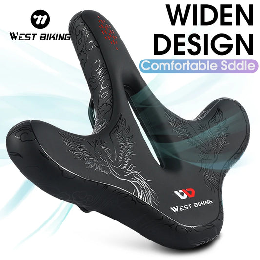 WEST BIKING Widen Ergonomic Bicycle Saddle Comfortable Cushion Pad MTB Road Bike Saddle Breathable Shockproof Cycling Seat