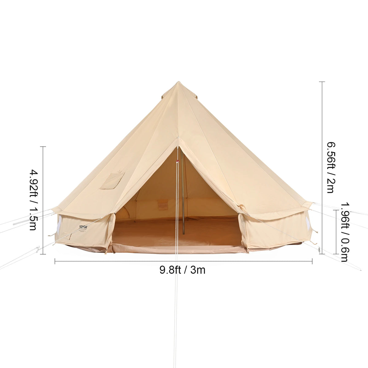 4 Seasons Canvas Bell Tent For Camping With Chimney Vent