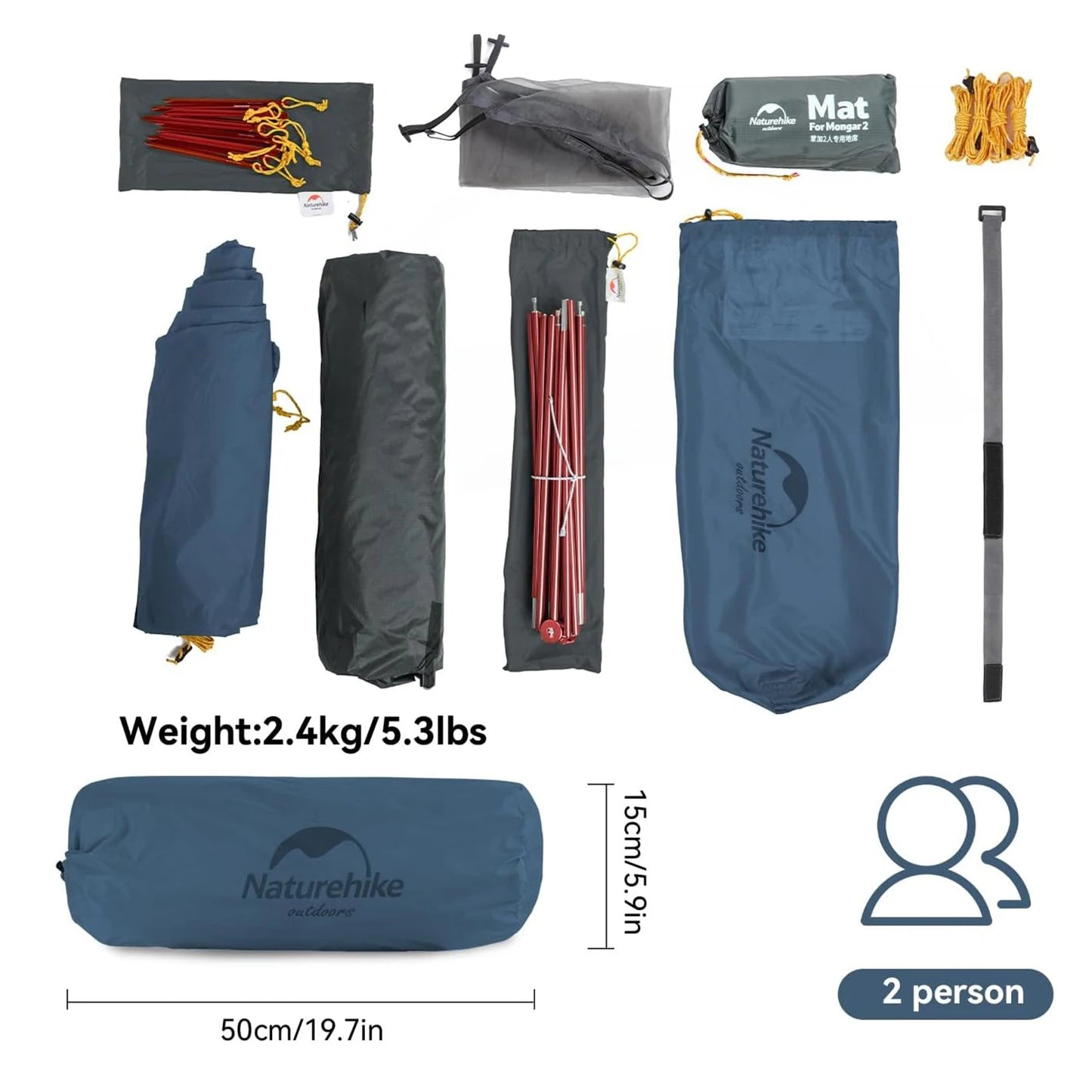 Naturehike Mongar Ultralight 2 Person Tent Waterproof PU3000mm Double Layer - Get Outside Today 25