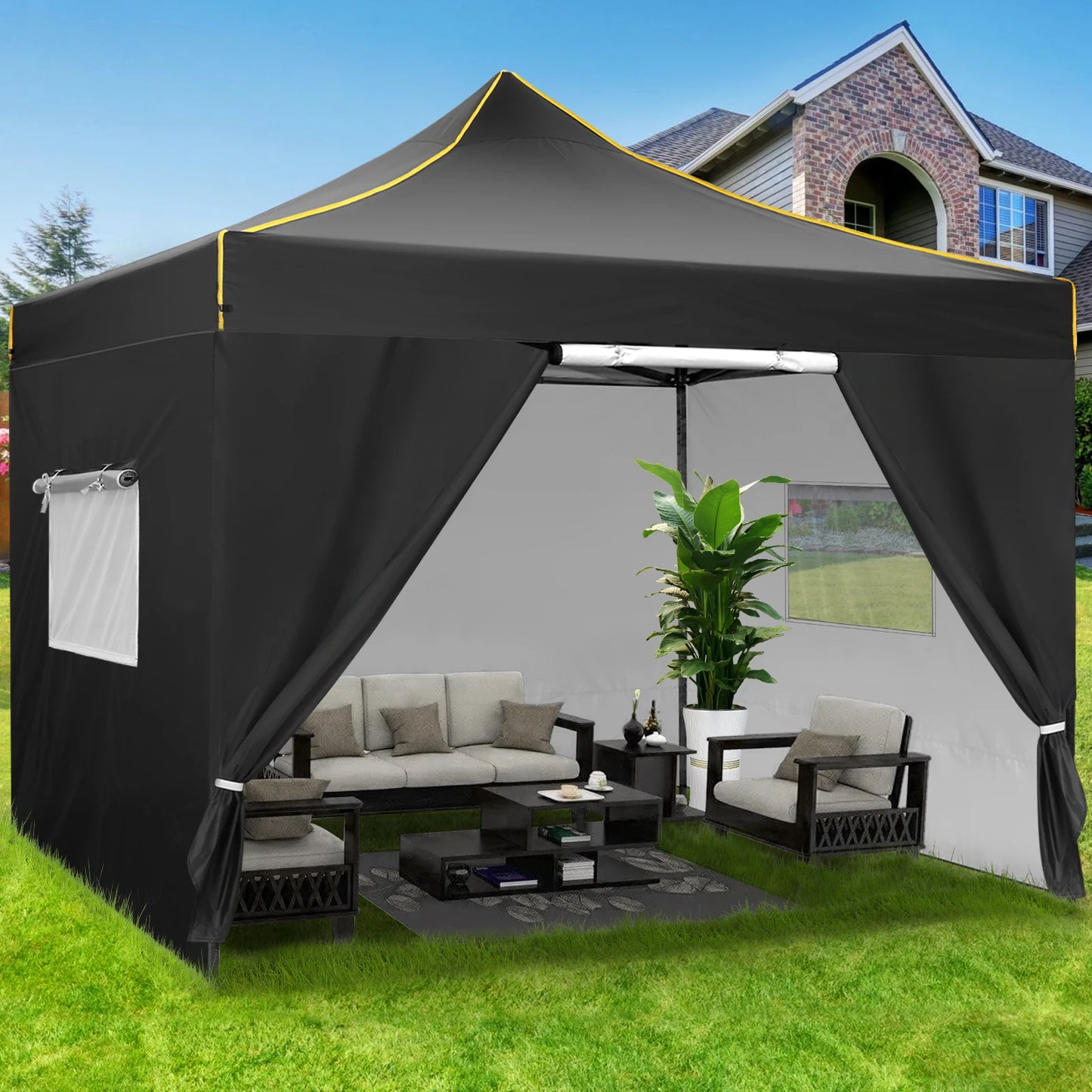 10x10 Pop Up Canopy Tent Commercial Heavy Duty Instant Canopy with 4 Sidewalls UV 50 Plus Silver Coated Waterproof Vendor Tent - Get Outside Today 25