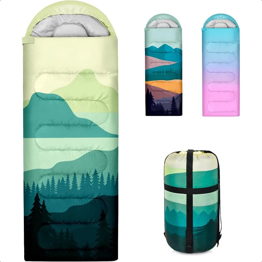 Three Season Sleeping Bag For Adults Lightweight Waterproof Cotton Filled Backpacking Camping Hiking Warm Cold Weather