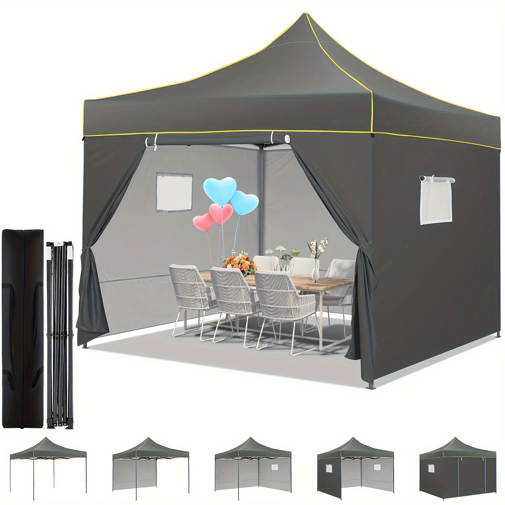 10x10 Pop Up Canopy Tent Commercial Heavy Duty Instant Canopy with 4 Sidewalls UV 50 Plus Silver Coated Waterproof Vendor Tent - Get Outside Today 25