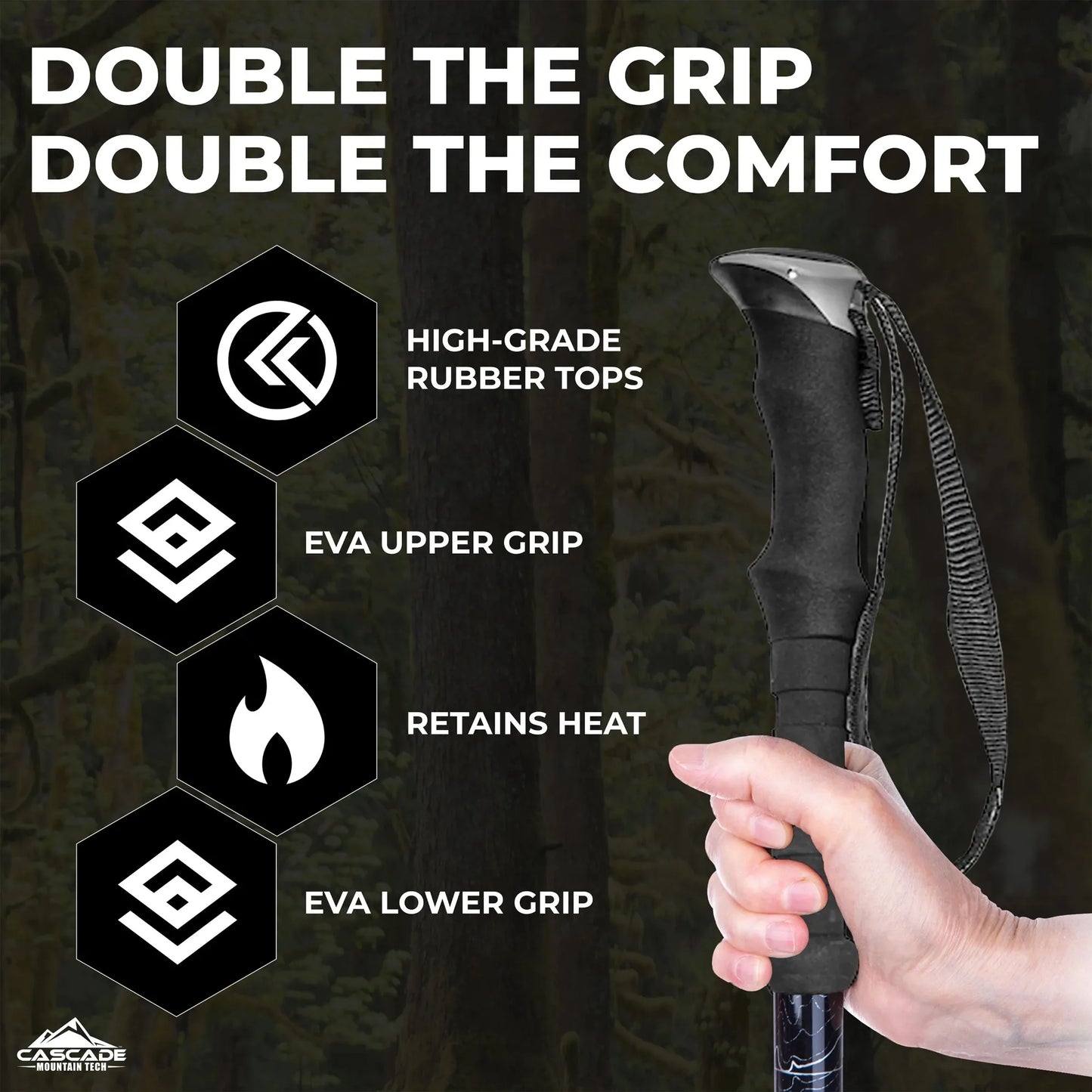 Carbon Fiber Quick Lock EVA Grip Trekking Poles 54 Inch
