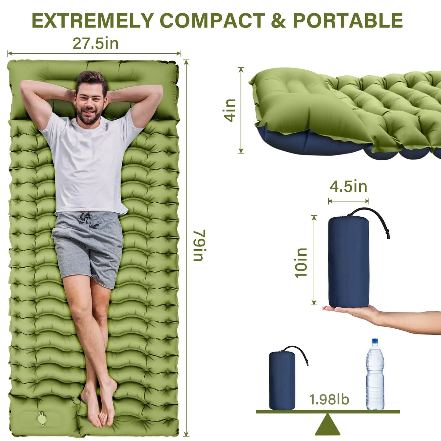 WESTTUNE Ultralight Camping Sleeping Pad With Built In Pillow And Foot Pump - Get Outside Today 25