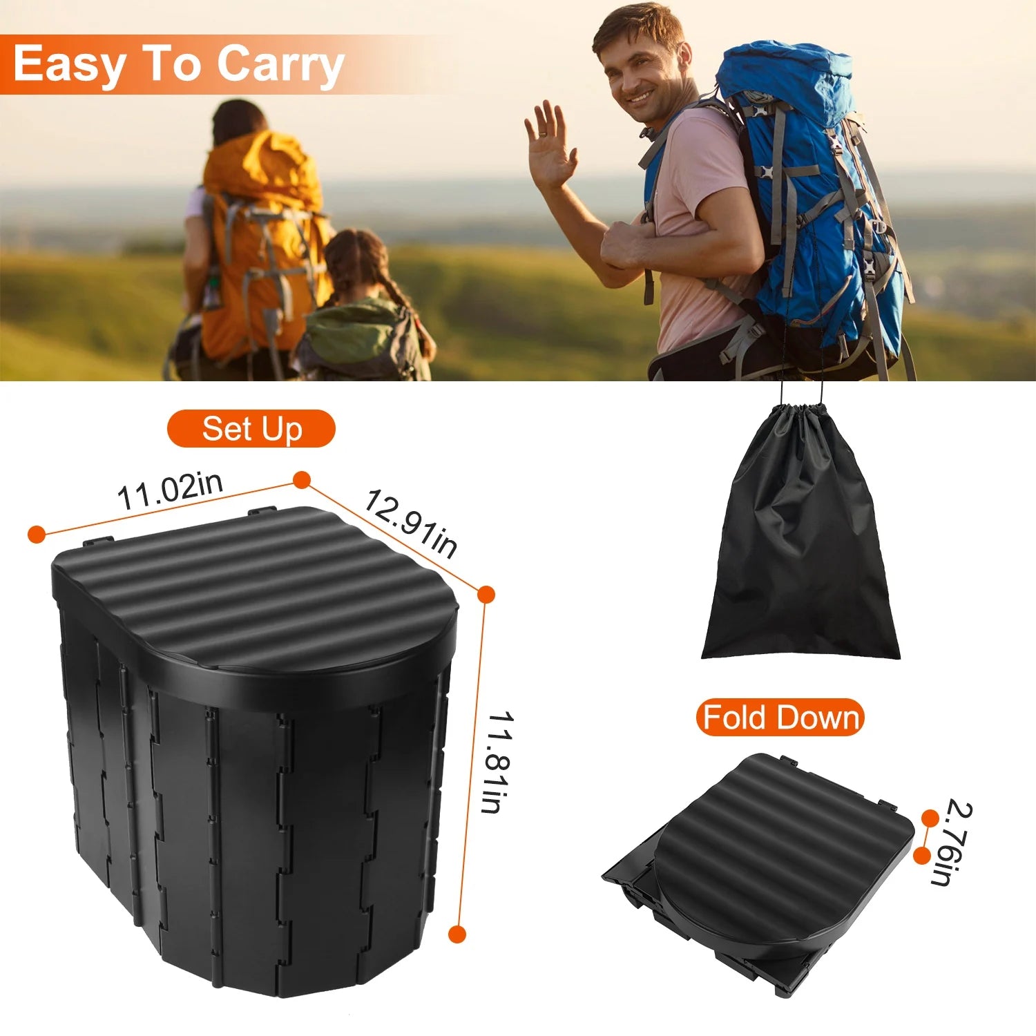 Portable Travel Bucket Toilet Seat Folding Toilet with Lid Camping Toilet Emergency Use Car Toilet - Get Outside Today 25