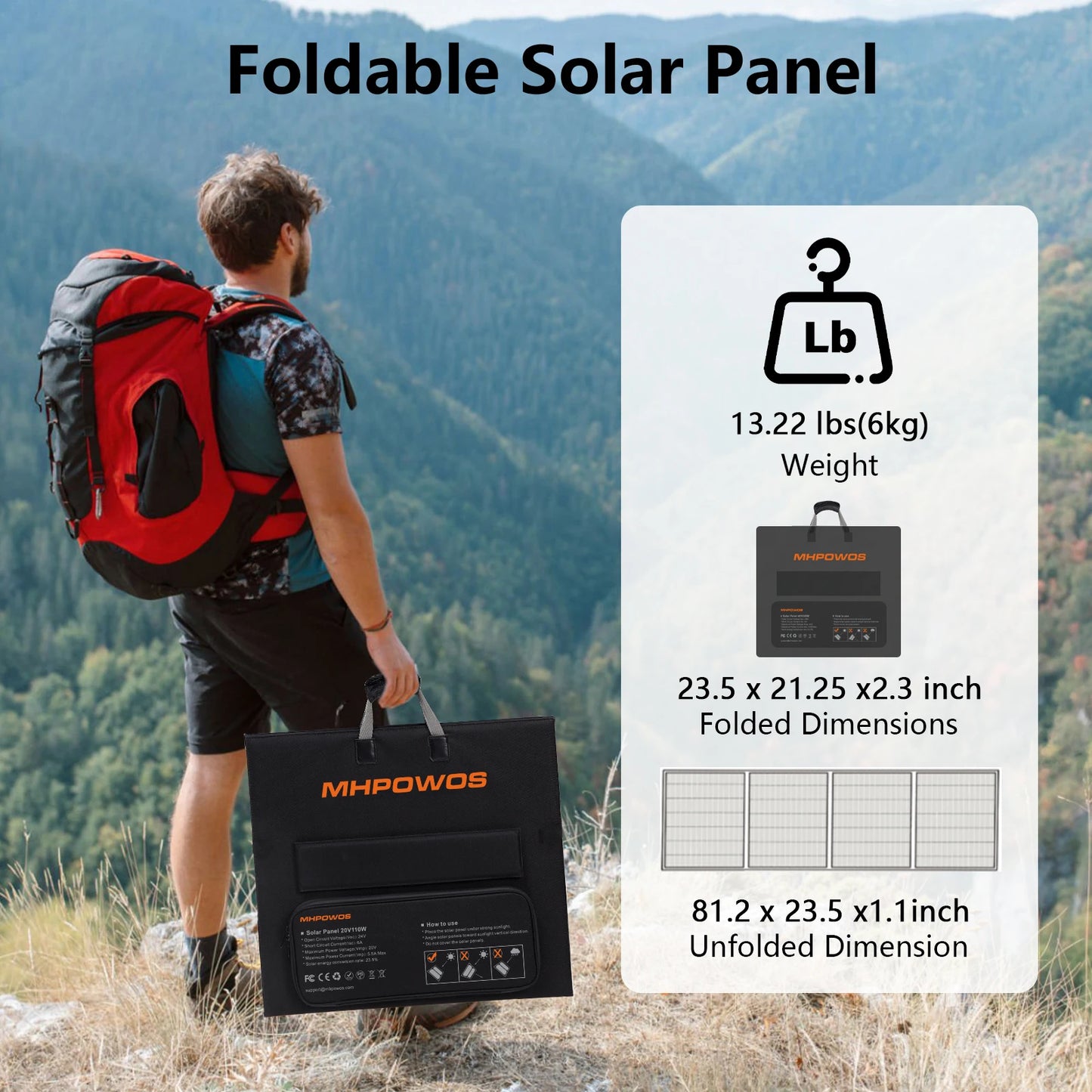 MHPOWOS 40V220W Foldable Solar Panel Kit For Power Stations