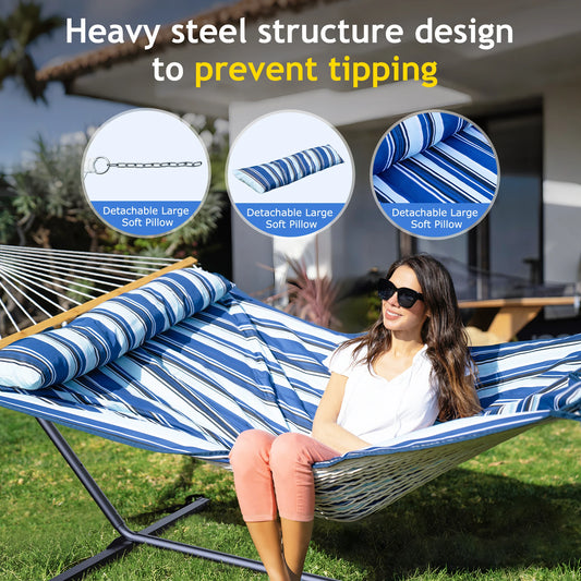 Heavy Duty Outdoor Hammock With Steel Stand Detachable