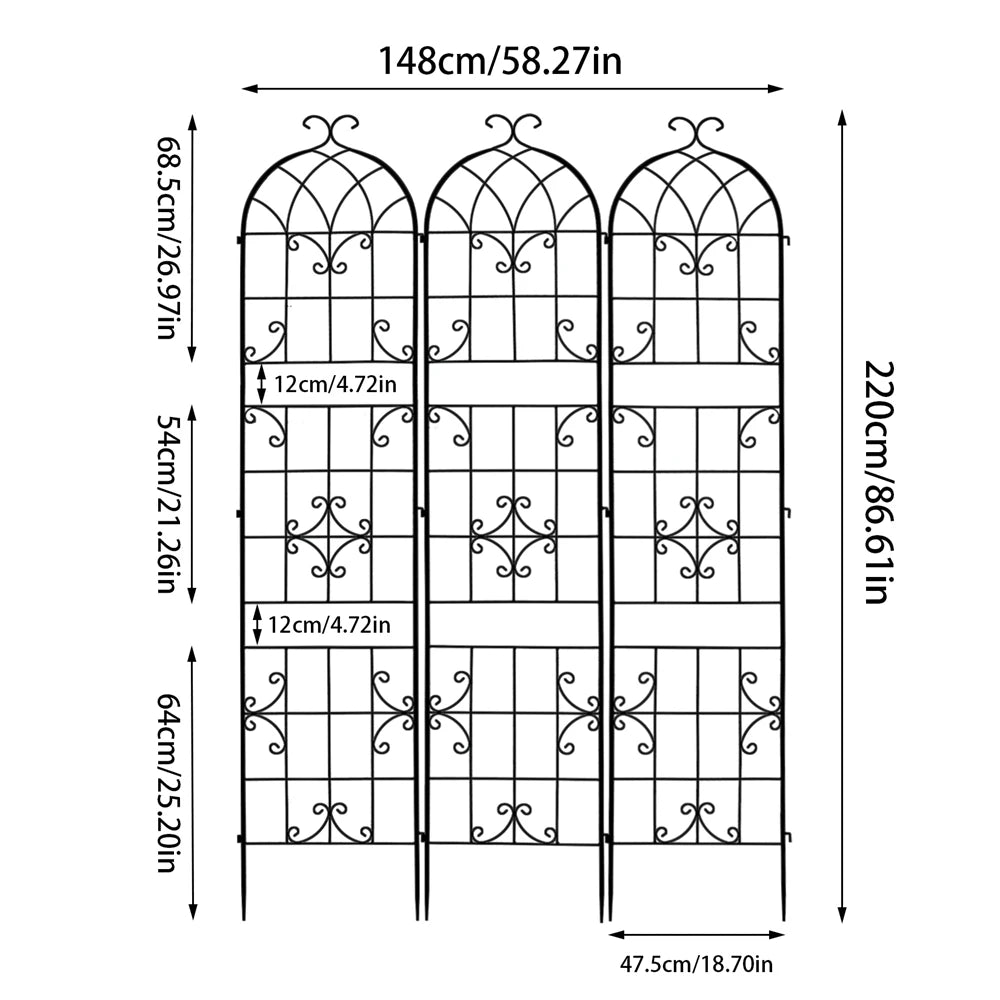 Three Pack Tall Metal Garden Trellis For Climbing Plants And Vines - Get Outside Today 25