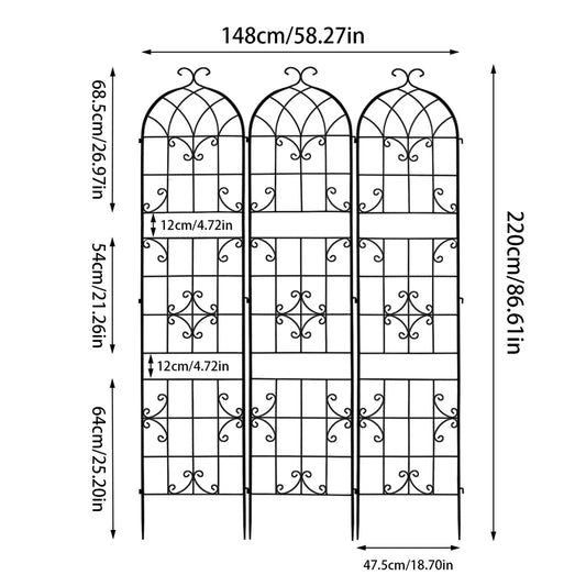 Three Pack Tall Metal Garden Trellis For Climbing Plants And Vines - Get Outside Today 25
