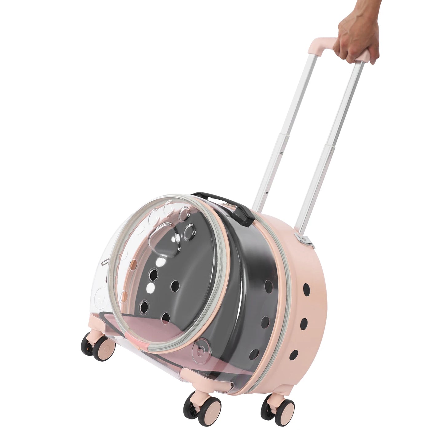 BulkHarbor Pet Carrier With Wheels Transparent Hard Cat Carrier Breathable And Versatile Carrying Options