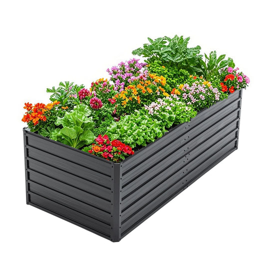 6x3x2 Feet Metal Raised Garden Bed Outdoor Reinforced Galvanized Rustproof Colored Steel Planter Boxes for Vegetables