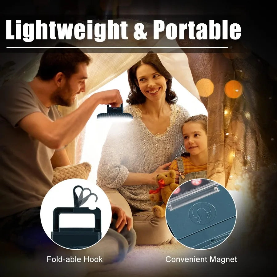 Portable Camping Fan With LED Lantern USB Rechargeable