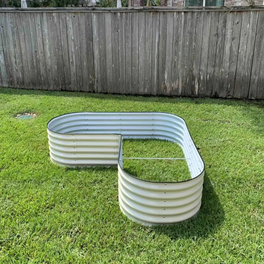 Vego Garden 17 Inch Tall L Shape Raised Garden Bed Metal Planter Box for Vegetables and Flowers Standard Size