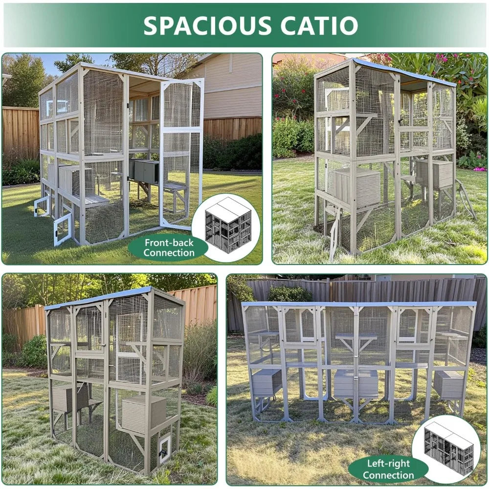 Outdoor Catio Enclosure Large Kitty Cage With 5 Platforms