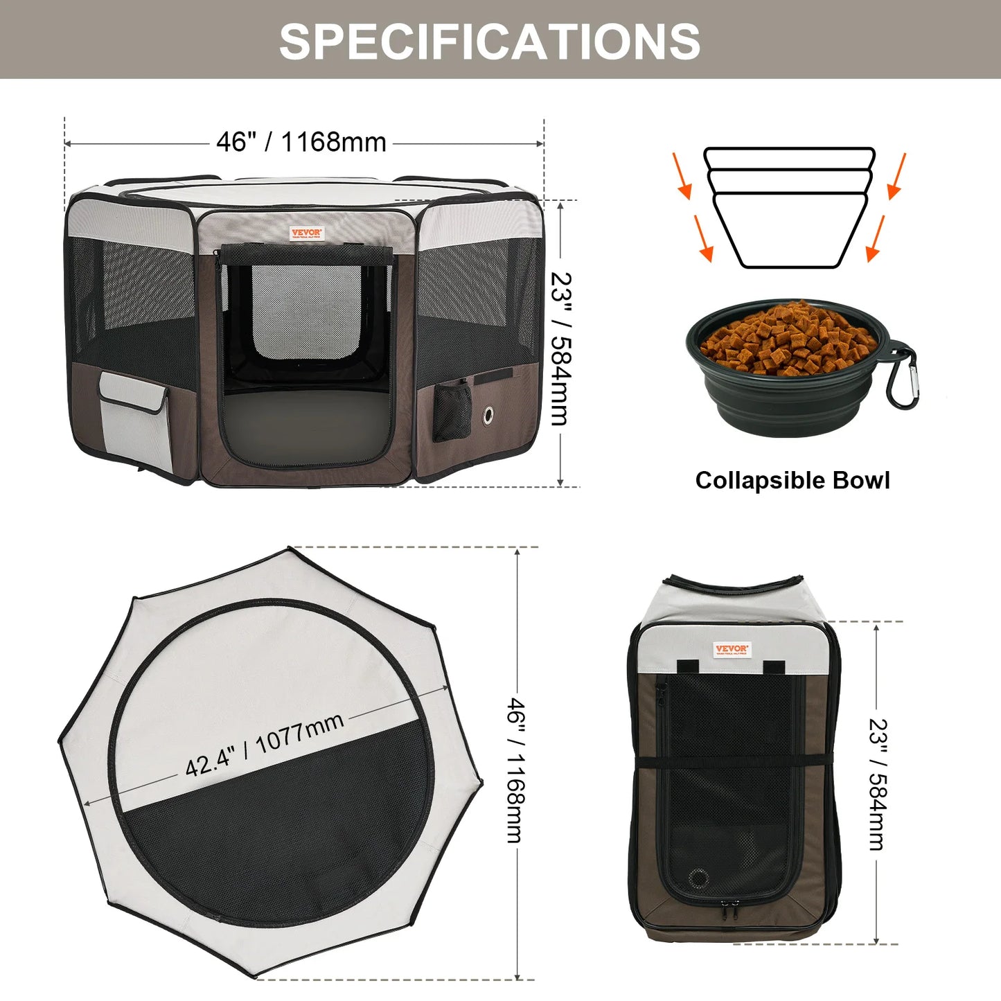 VEVOR Portable Foldable Pet Playpen Tent Crate Kennel - Get Outside Today 25