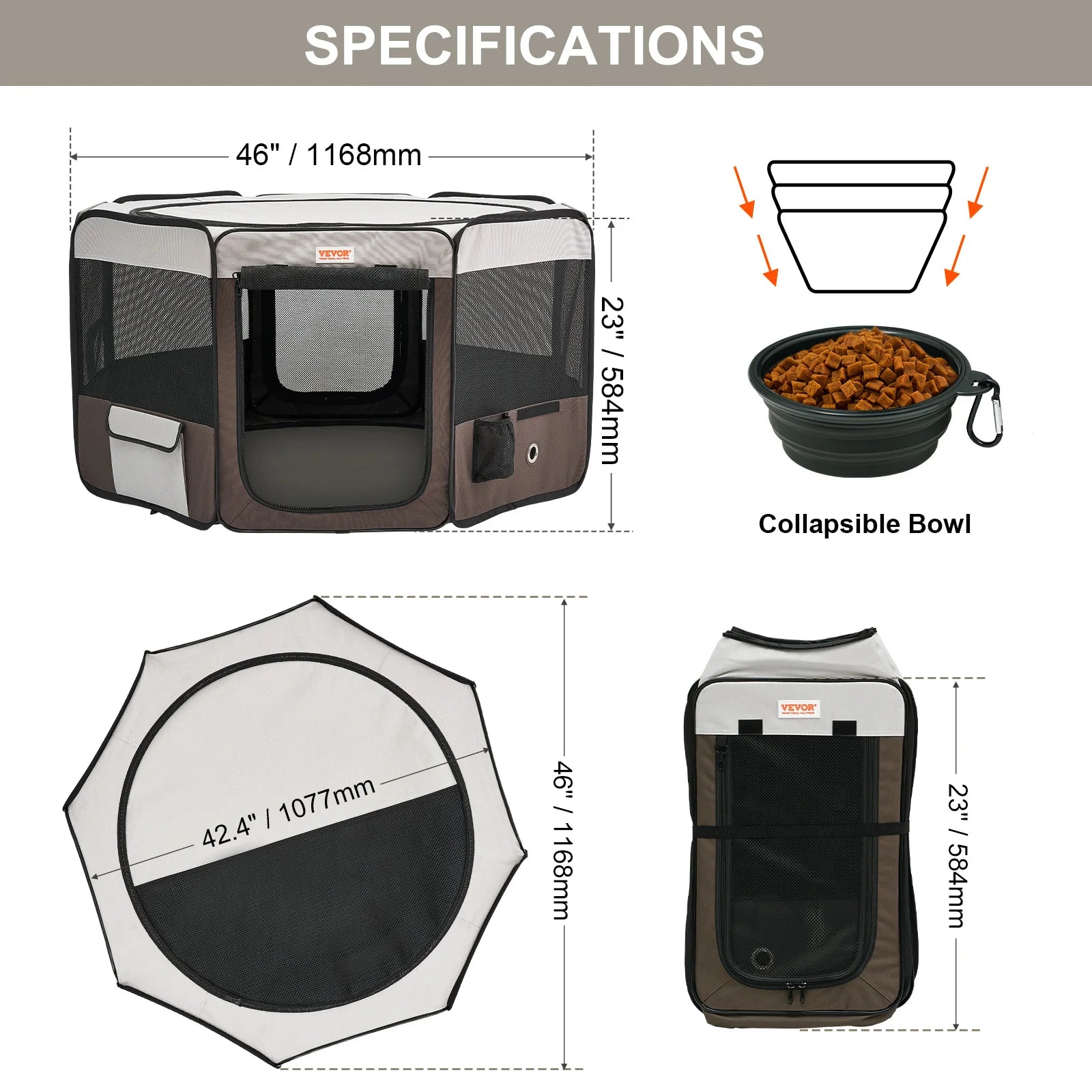 VEVOR Portable Foldable Pet Playpen Tent Crate Kennel - Get Outside Today 25