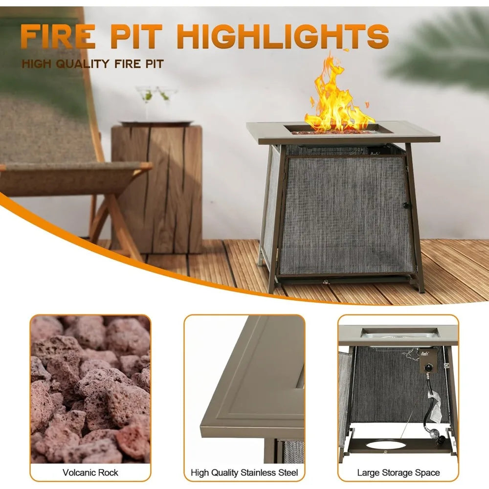 50000 BTU Propane Fire Pit Table 28 Inch Square Outdoor