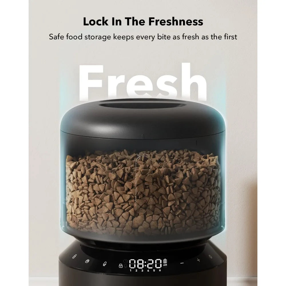 Automatic Cat Feeder and Dog Food Dispenser with Freshness Preservation Timed Pet Feeders for Dry Food Dual Power Supply