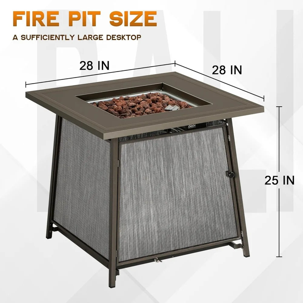 50000 BTU Propane Fire Pit Table 28 Inch Square Outdoor