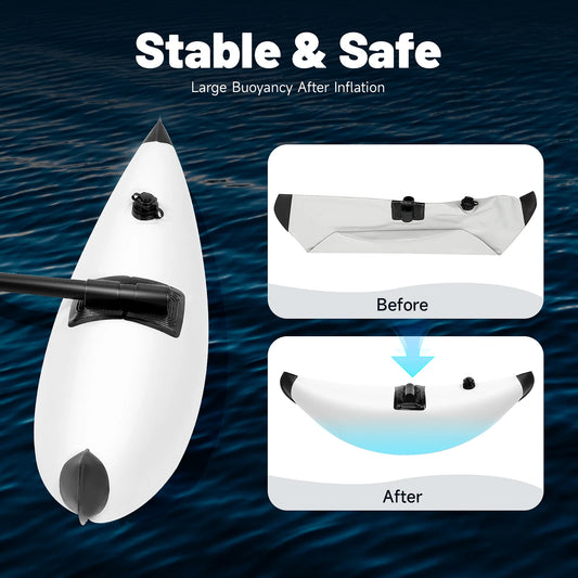 2PCS Inflatable Kayak Outrigger Stabilizers with Sidekick Arms Rod PVC Floating Boat Stabilizer Canoe Outriggers