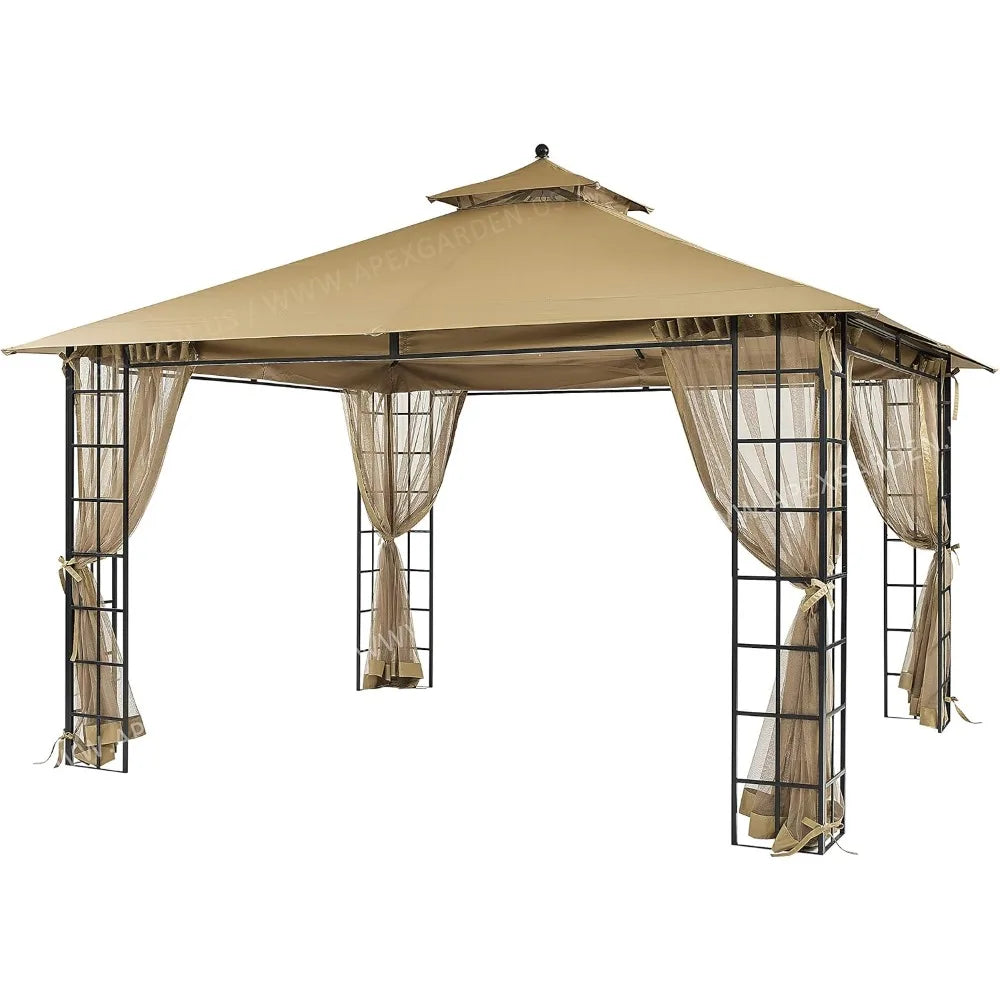 Apex Garden 10 Foot by 12 Foot Melody Gazebo with Mosquito Netting and Heavy Duty Canvas Cover - Get Outside Today 25