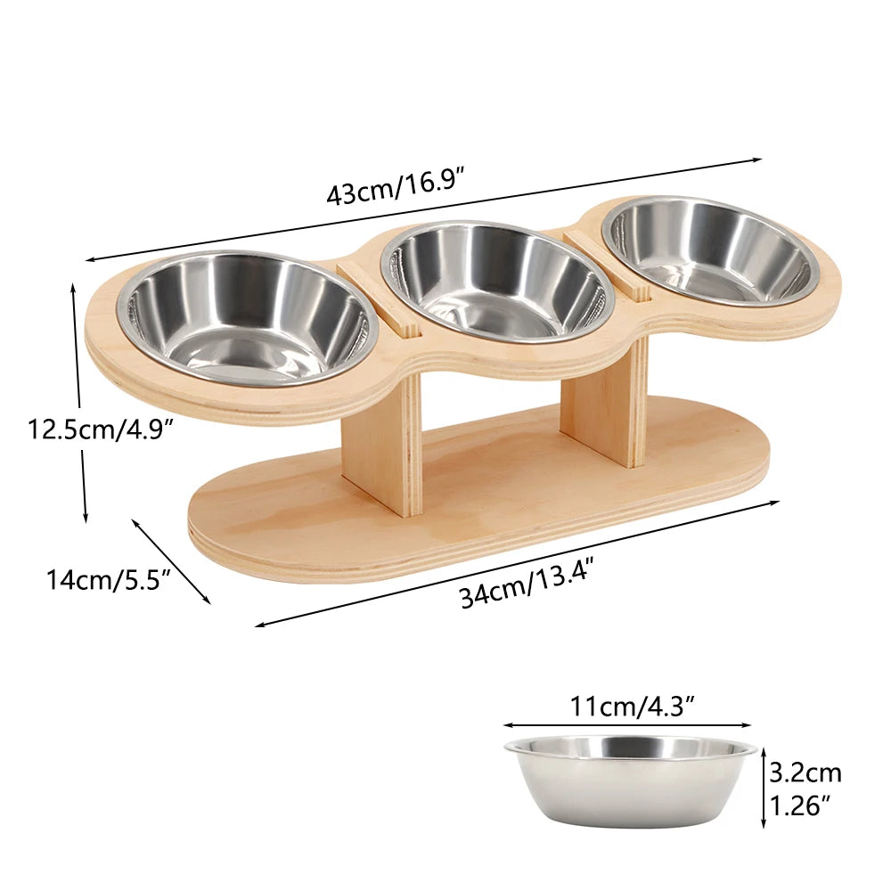 Tilted Raised Cat Feeder Three In One Stainless Bowls - Get Outside Today 25