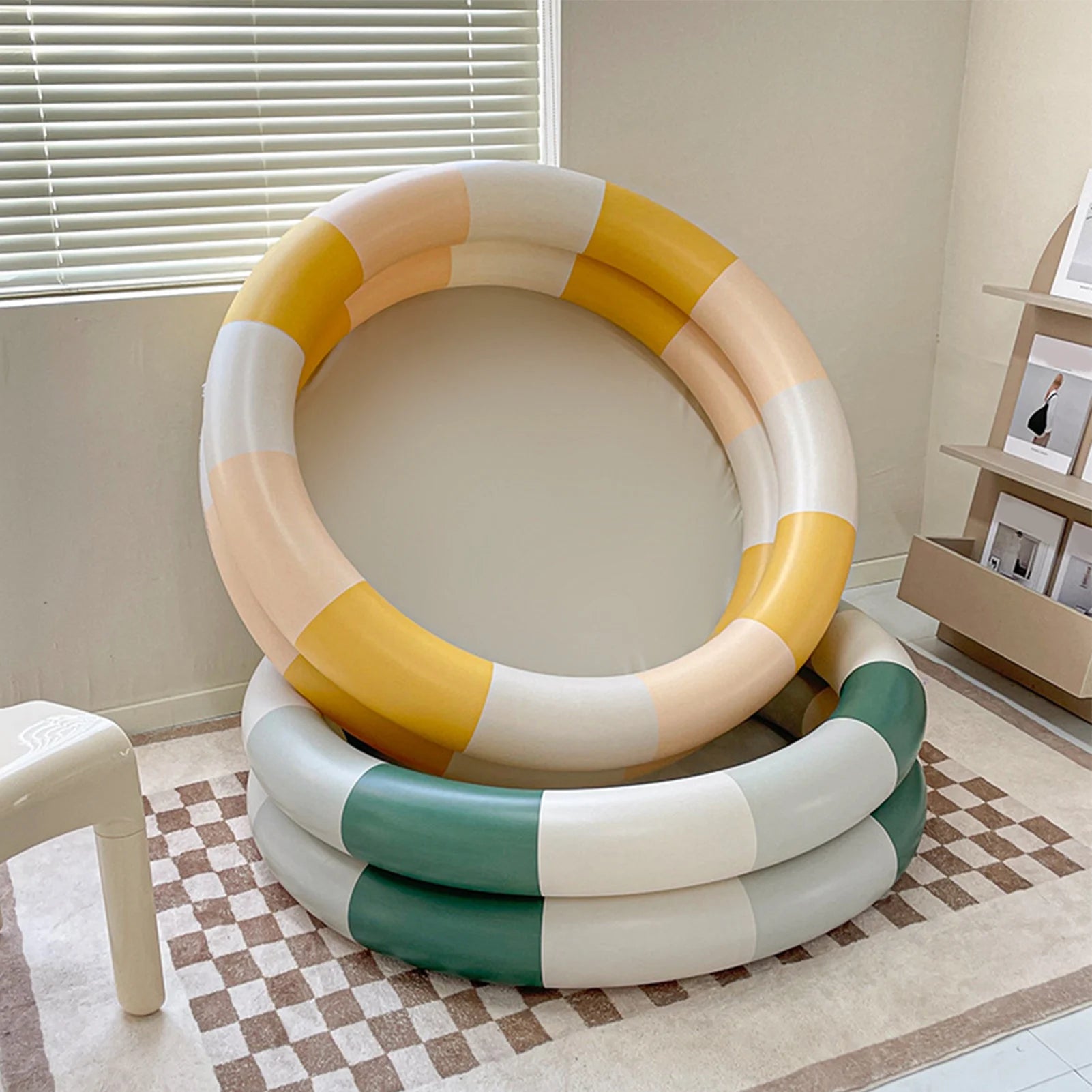 ZK30 Inflatable Pool Baby Retro Blow Up Swimming Pool Family Cute Style Thickened Water Pool Yellow Stripe - Get Outside Today 25