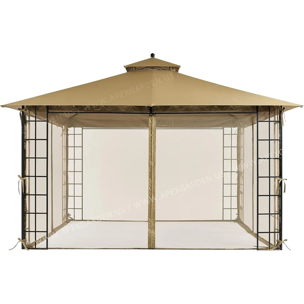 Apex Garden 10 Foot by 12 Foot Melody Gazebo with Mosquito Netting and Heavy Duty Canvas Cover - Get Outside Today 25