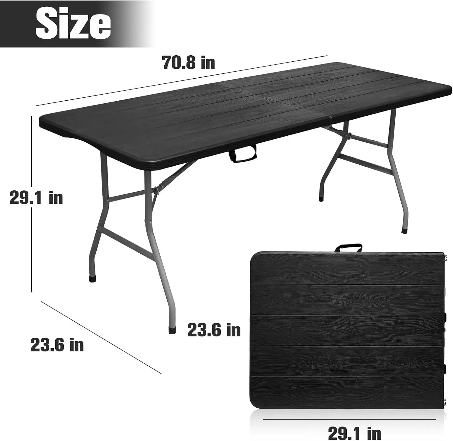 Table 6ft Portable Heavy Duty Plastic Fold-in-Half Utility Dining Table Indoor Outdoor - Get Outside Today 25