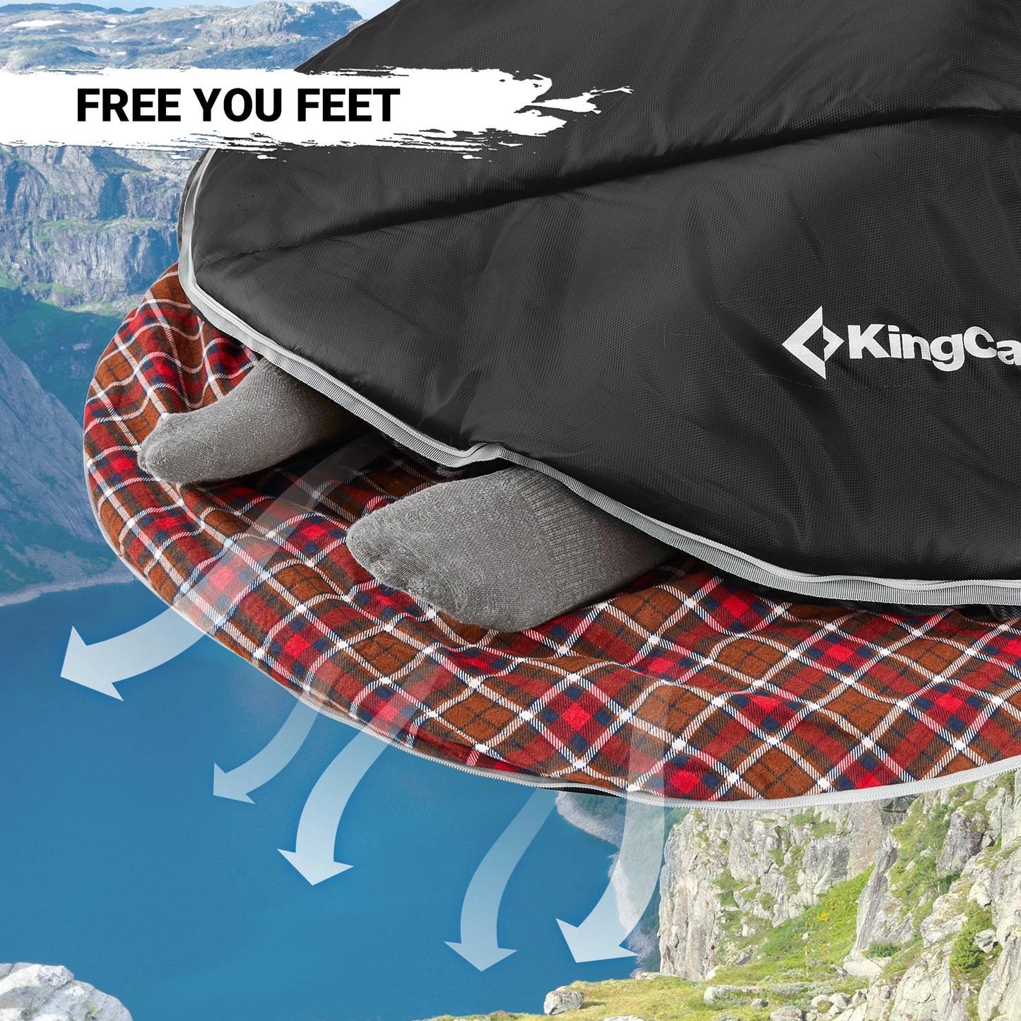 KingCamp Cotton Sleeping Bag For Adults Cold Weather Extra Wide Big And Tall XL Portable Waterproof Flannel
