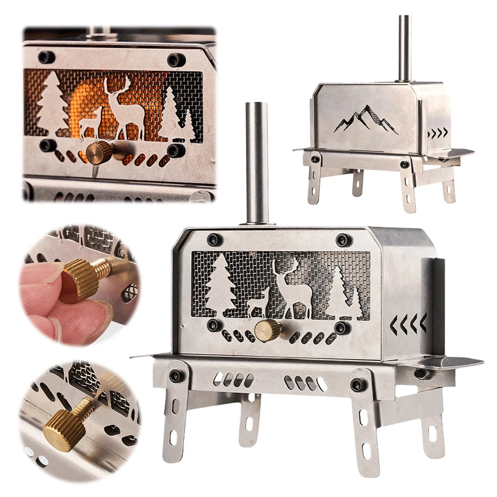 Mini Tent Stove With Chimney Stainless Steel Outdoor Stove