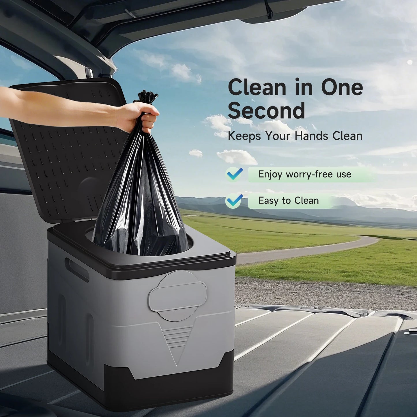 Camping Folding Toilet For Car With Lid And Paper Holder
