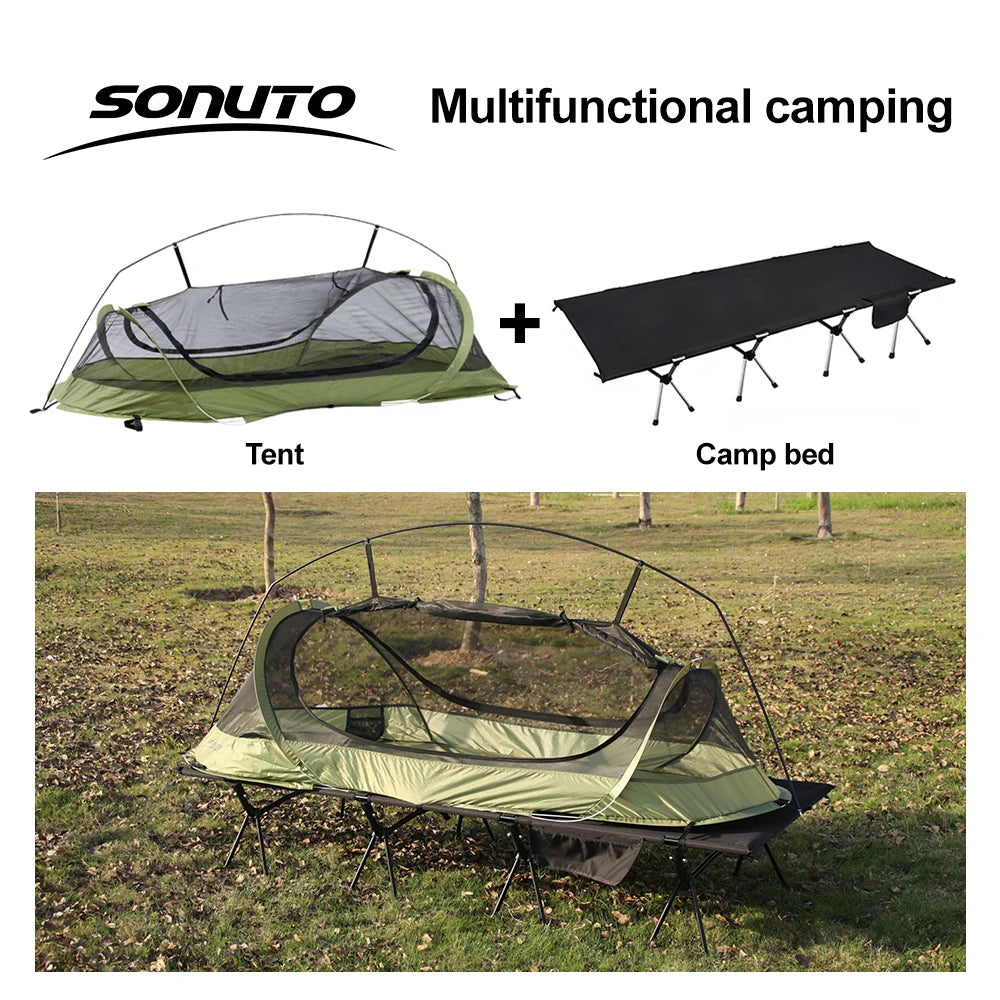 Sonuto 210X80 Cm Camping Cot 600D Oxford Portable Folding Bed Lightweight 4kg