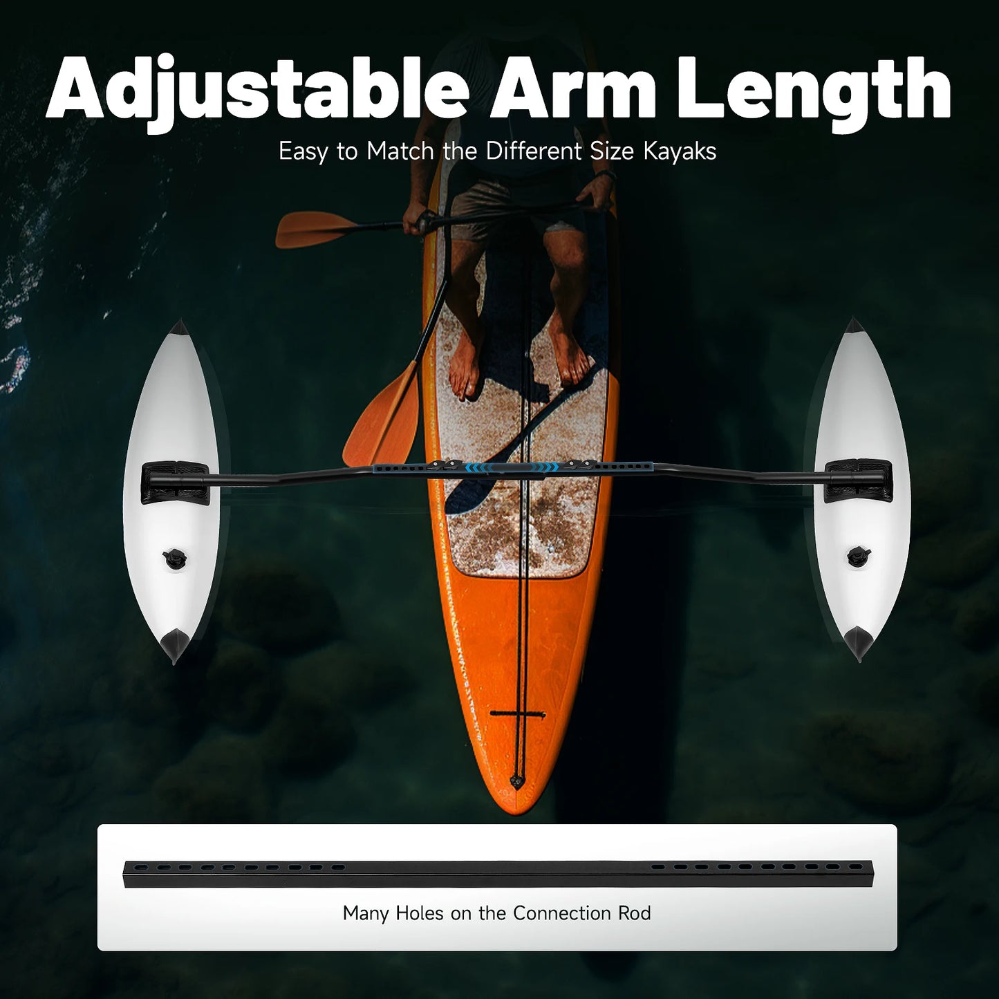 2PCS Inflatable Kayak Outrigger Stabilizers with Sidekick Arms Rod PVC Floating Boat Stabilizer Canoe Outriggers