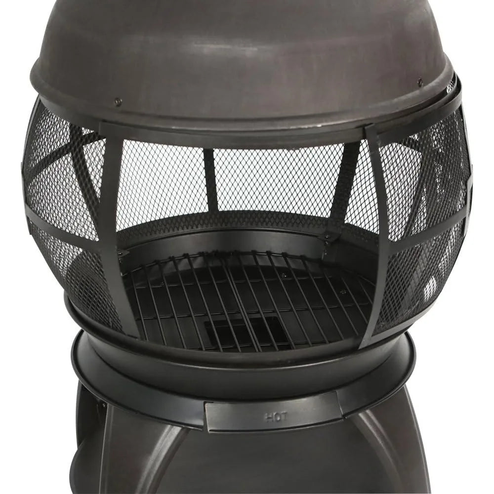 Wood Burning Fire Pit Chimenea Fireplace Brown Black