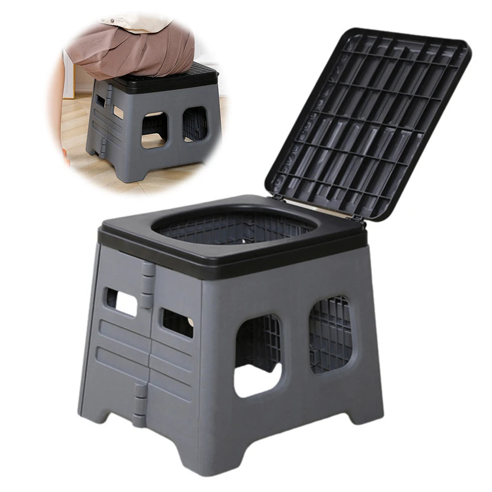 Portable Camping Toilet With Lid Folding Travel Potty