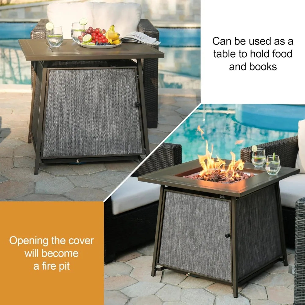 50000 BTU Propane Fire Pit Table 28 Inch Square Outdoor
