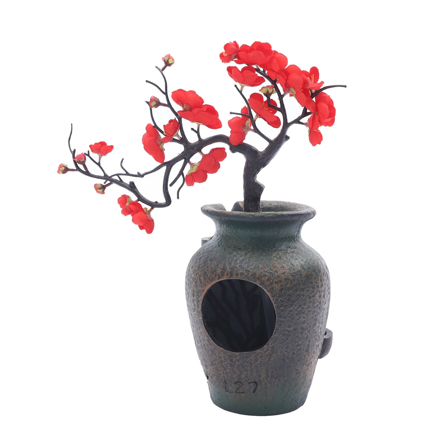 Water Fountain with Rock Led Light Mist Mini Fountain Water Humidifier Office Relaxation Decor Retro Zen Resin Desktop Vase
