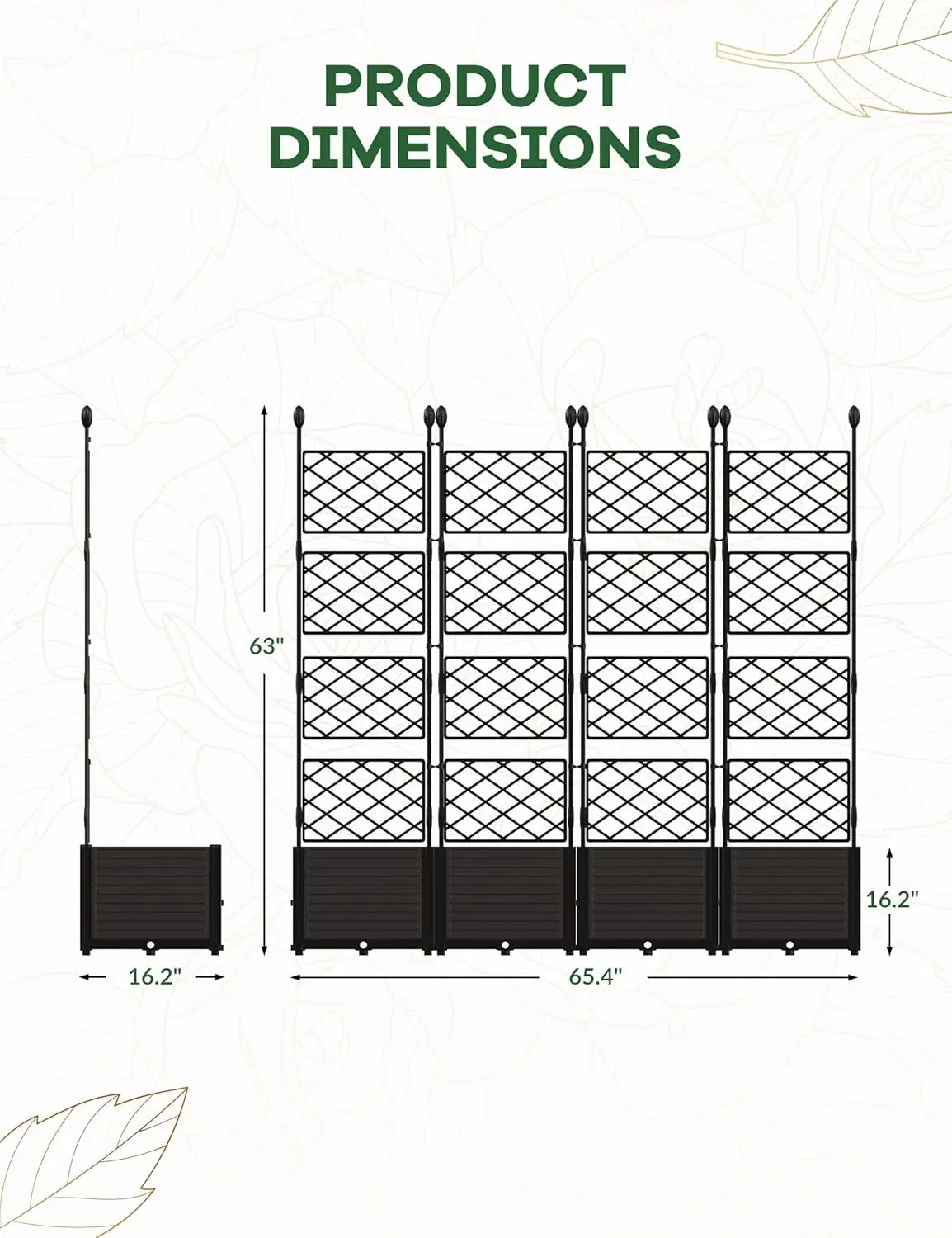 Plastic Plant Box with Metal Trellis Raised Garden Bed Planter for Climbing Plants Outdoor Privacy Screen