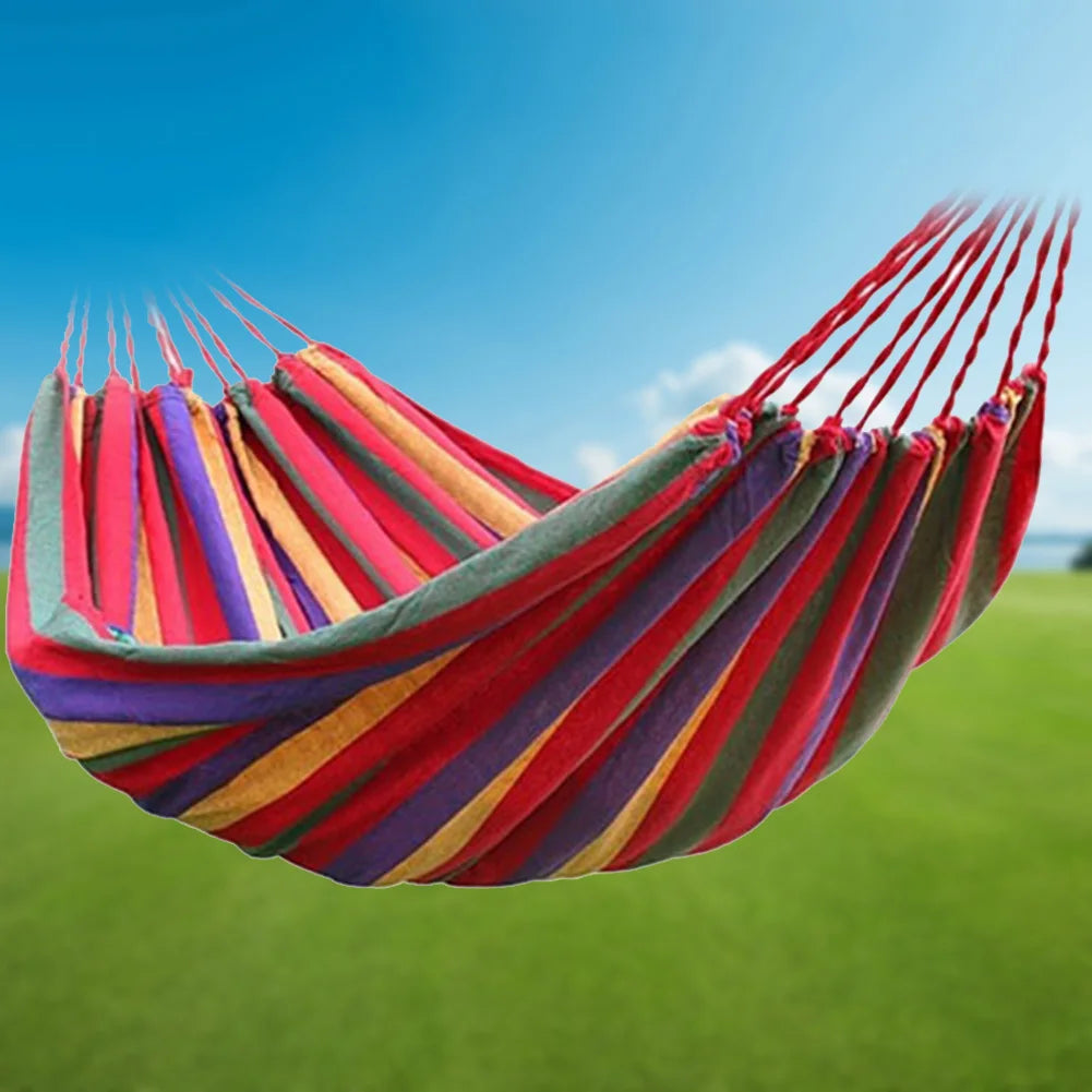 Two Person Fabric Hammock With Tree Straps Carry Bag