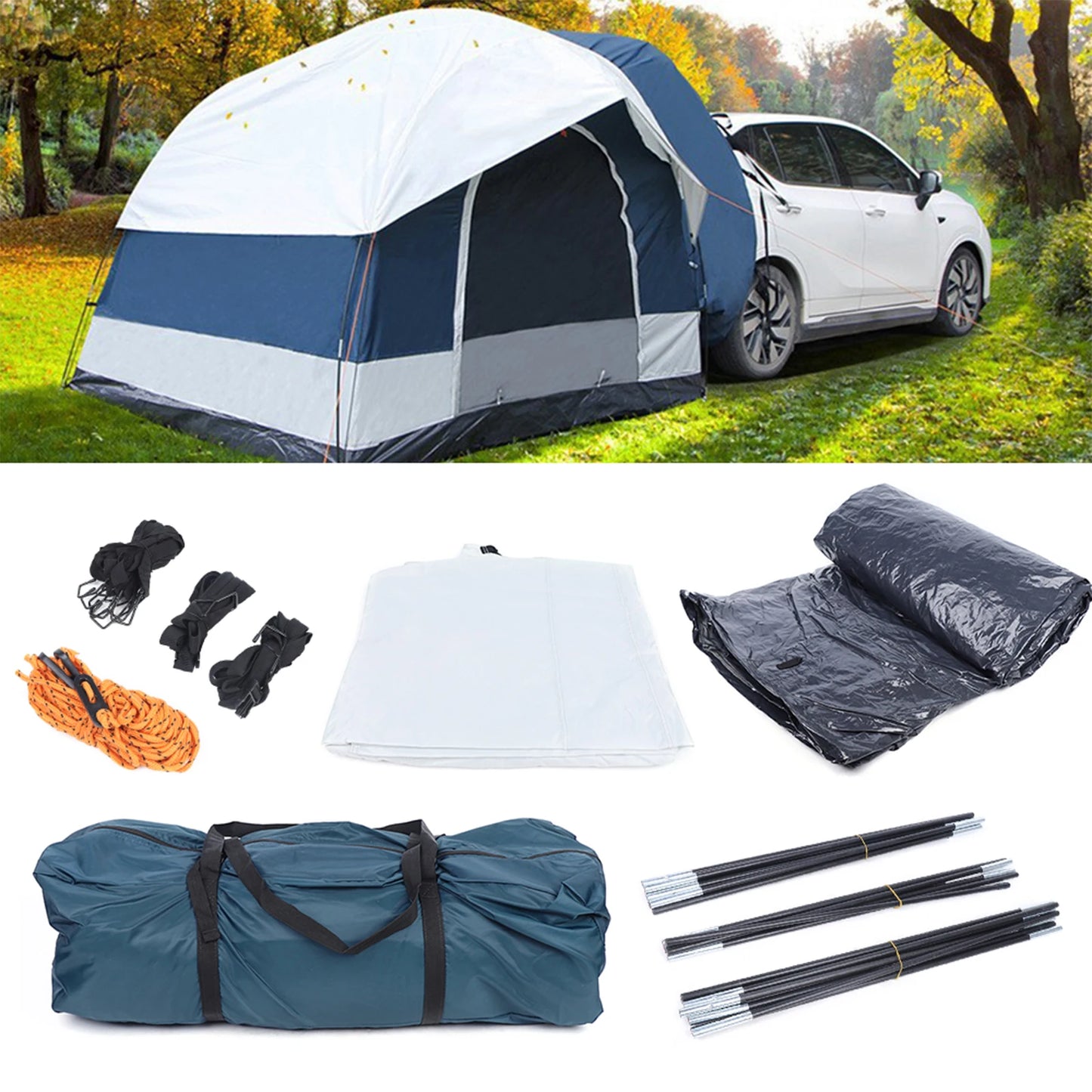 4 Person Universal SUV Car Tent Travel Camping Tailgate Shelter Awning Rooftop Outdoor Sunshade Canopy Vehicle Shelter