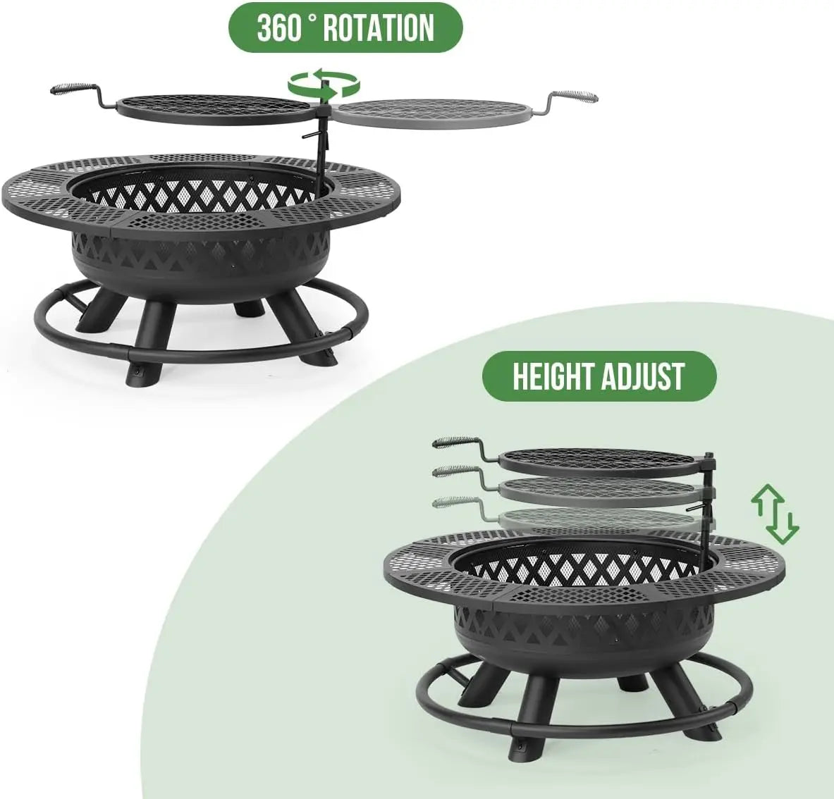 36 Inch Fire Pit With Grill And Wood Burning 3 In 1 Outdoor Cooking Table - Get Outside Today 25