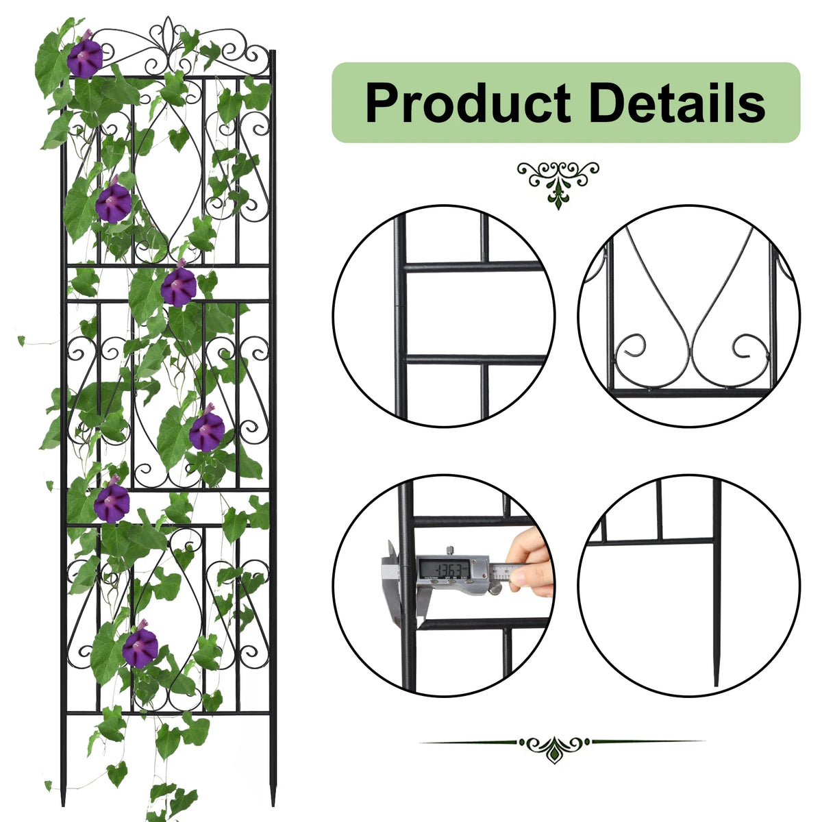 Two Pack Tall Rustproof Metal Garden Trellis For Climbing Plants Fence Support - Get Outside Today 25