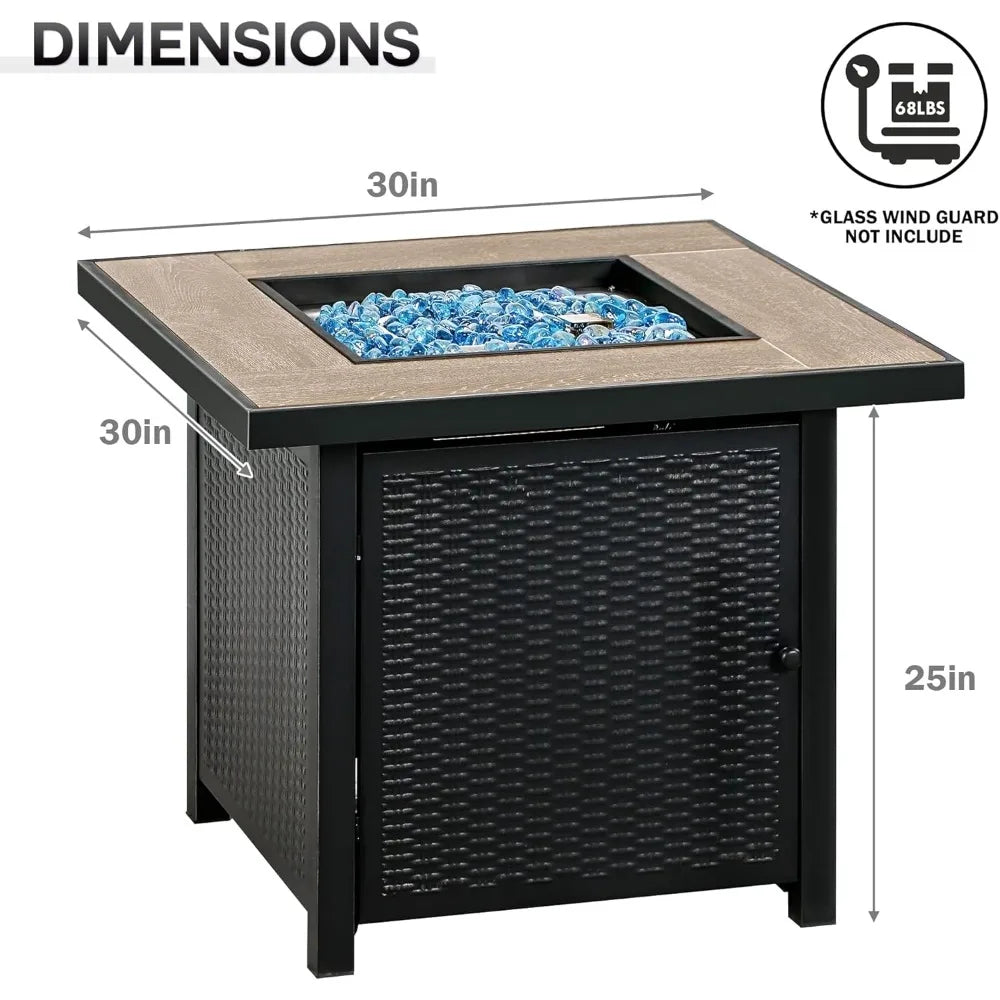 50000 BTU Propane Fire Pit Table Outdoor Square Patio