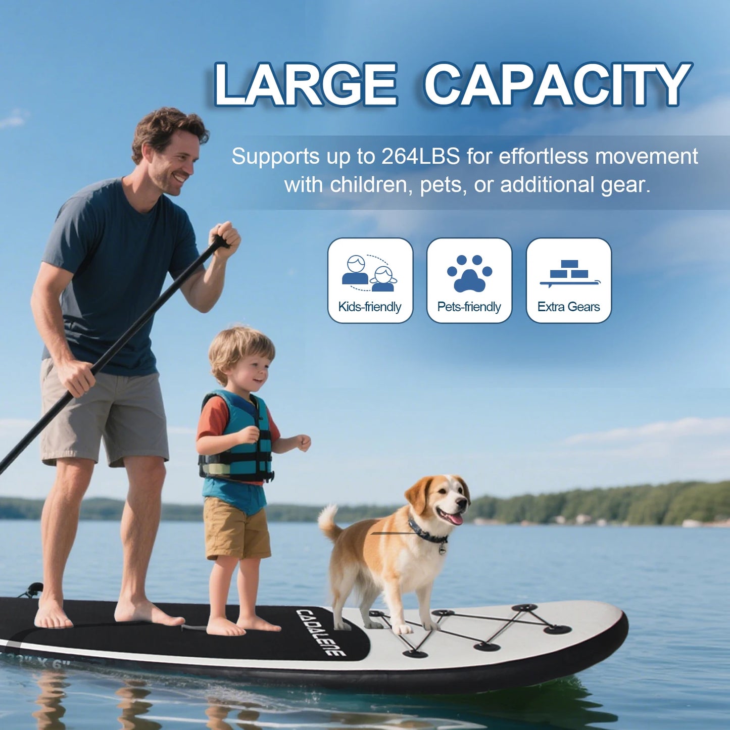 CADALENE Inflatable Stand Up Paddle Board Anti Slip Deck