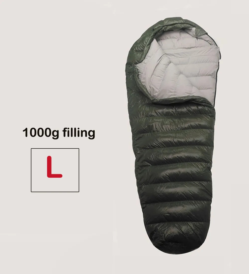 Kamperbox Cold Temperature Winter Sleeping Bag Duck Down 1000g Double For Camping Adults Nylon